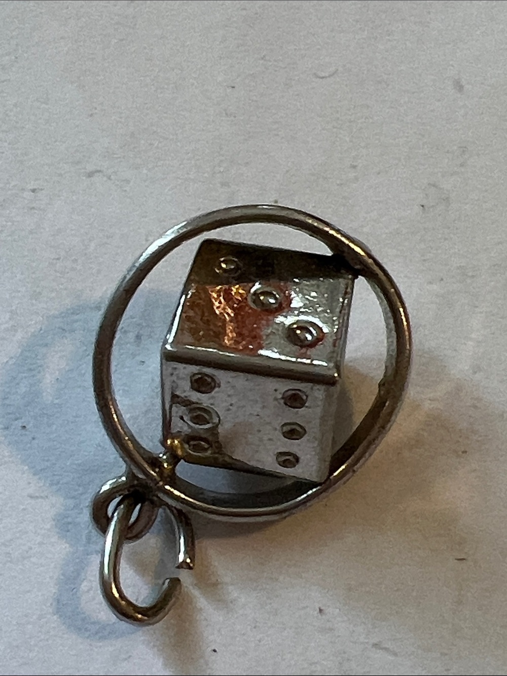Vintage stamped Sterling Silver 3d dice charm